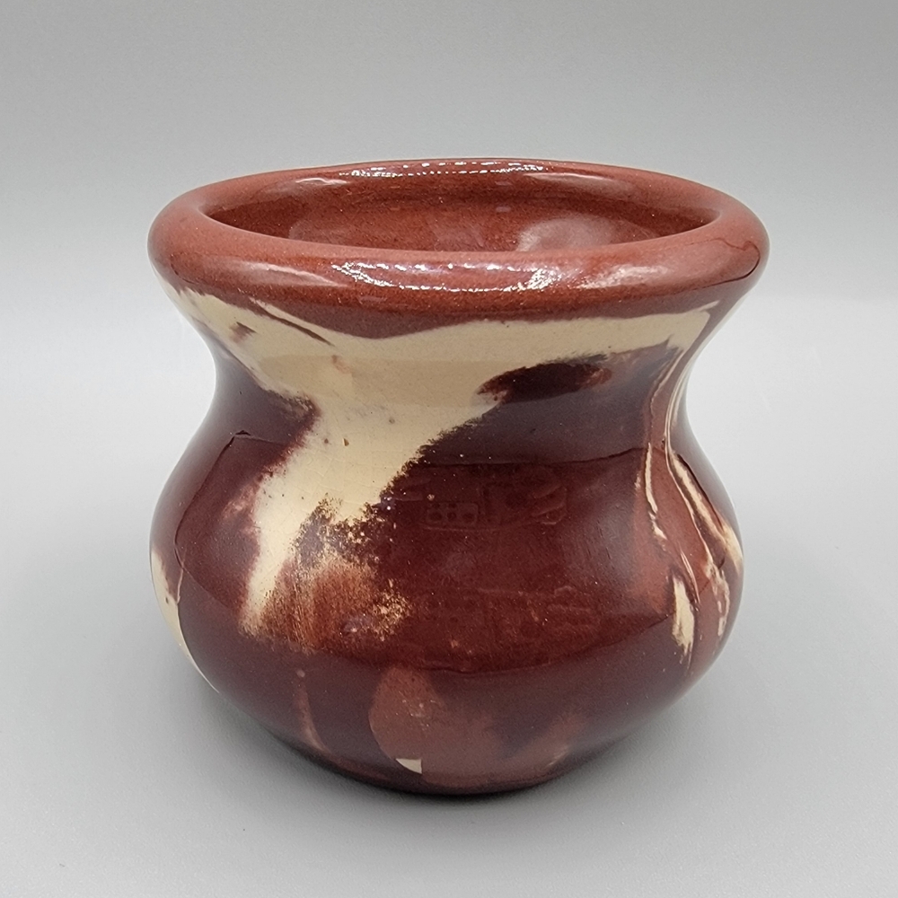 Clays in Calico Cardwell MT Signed Pottery Vase Cup Rustic Swirl Handcrafted